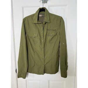 Rufili Safari Green Outdoor Vented Lightweight Button Down Shirt Women’s Size 12